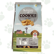 Confezione da 400 g di biscotti per cani Nutrimi al latte.