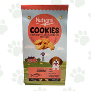 Confezione da 400 g di biscotti per cani Nutrimi al salmone.