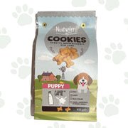 Confezione da 400 g di biscotti per cuccioli Nutrimi al sapore di latte.