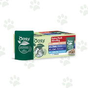 Confezione multipack Oasy 40x85g di cibo umido per gatti mix gusti pesce.