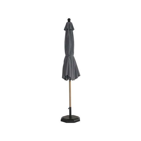 Ombrellone grigio chiuso con palo effetto legno