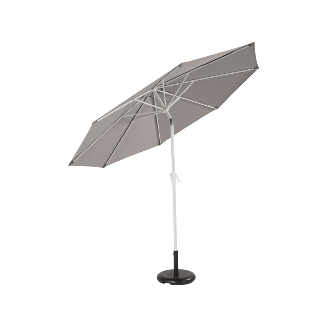 ombrellone palo centrale aperto reclinato lateralmente all'indietro