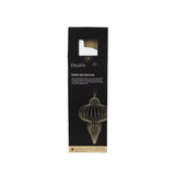 Confezione decorazione natalizia in carta bianca, con grafica dorata che mostra la forma del prodotto.