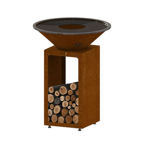 Braciere barbecue Oyat in acciaio corten con diametro 68 cm.