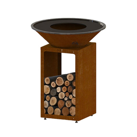 Braciere barbecue Oyat in acciaio corten con diametro 78 cm.