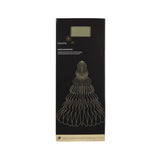 Confezione decorazione natalizia in carta verde a forma di albero, con grafica dorata del prodotto e finestra che mostra il colore interno.