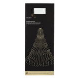 Confezione decorazione natalizia in carta bianca a forma di albero alto 90 cm, con grafica dorata del prodotto.