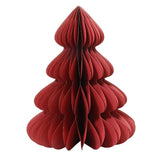 Decorazione natalizia in carta rossa a forma di albero di Natale alto 90 cm, con profili ondulati e struttura autoportante.