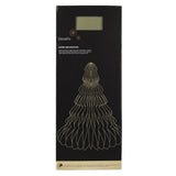 Confezione decorazione natalizia in carta verde a forma di albero alto 90 cm, con grafica dorata del prodotto.