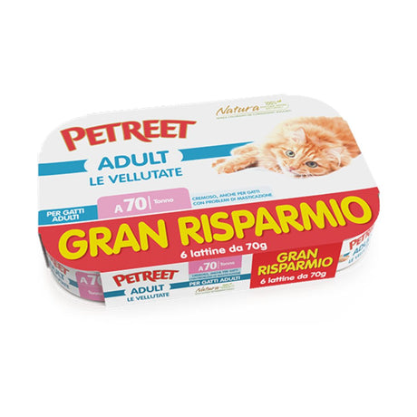 Petreet Adult Le Vellutate A70 Tonno cremoso per gatti, ideale per problemi di masticazione. Multipack 6x70g.