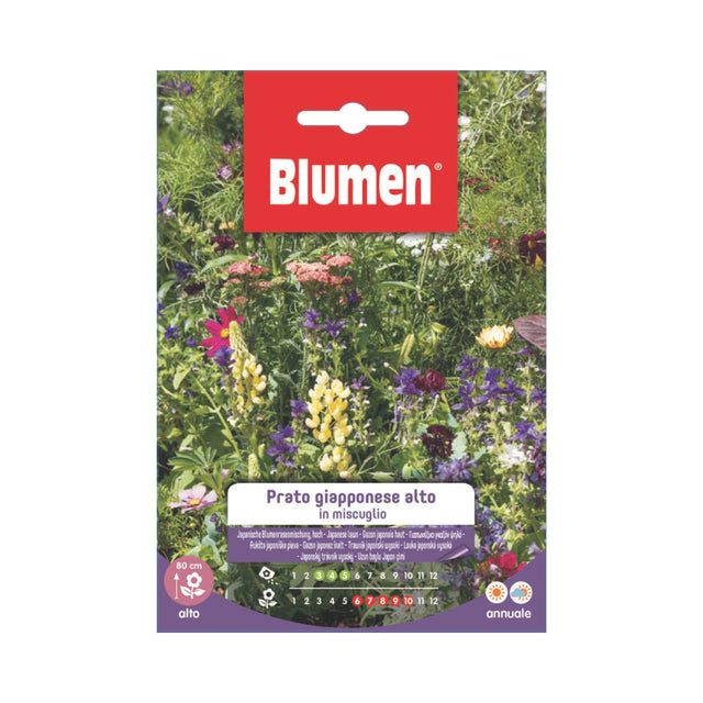 Confezione Blumen Prato Giapponese Alto in miscuglio, miscela annuale di fiori colorati per creare prati fioriti ornamentali alti fino a circa 80 cm