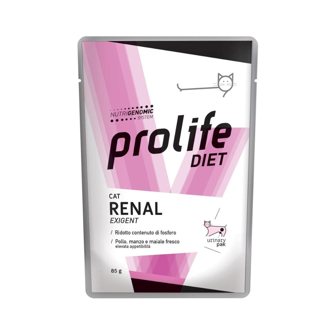 Prolife Diet Cat Renal Exigent alimento umido per gatti con ridotto contenuto di fosforo, busta da 85 g