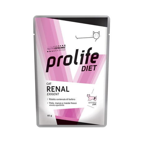 Prolife Diet Cat Renal Exigent alimento umido per gatti con ridotto contenuto di fosforo, busta da 85 g