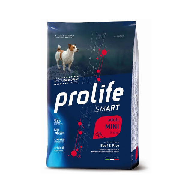 Prolife Smart Adult Mini manzo e riso alimento secco per cani di piccola taglia, sacco da 7 kg