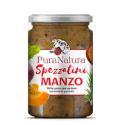 Vasetto PuraNatura da 300g di cibo umido per cani con verdure e manzo.