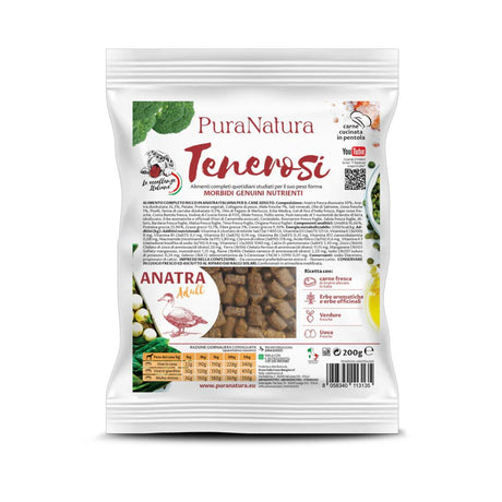 Confezione da 200g di Tenerosi all'anatra di PuraNatura per cani.