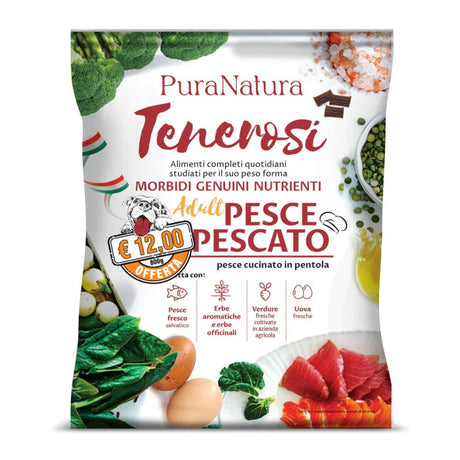 Confezione da 800g di Tenerosi al pesce di PuraNatura per cani.