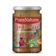 Vasetto PuraNatura da 300g di cibo umido per cani con verdure e cervo.