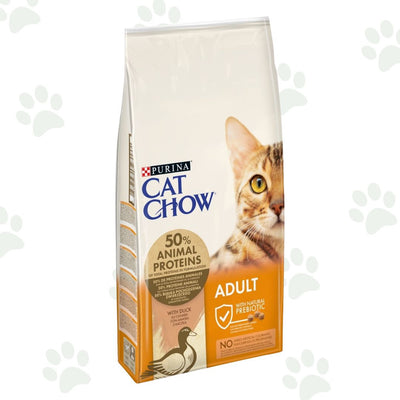 Confezione da 10 kg di crocchette per gatti adulti Cat Chow con anatra.