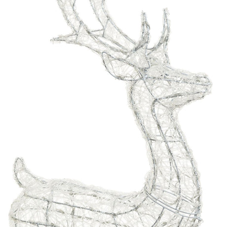 Testa della struttura in acrilico trasparente a forma di renna 3D alta 125 cm su sfondo bianco.