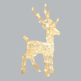 Decorazione natalizia 3D a forma di renna da 65 cm illuminata da micro LED a luce bianco caldo, su sfondo grigio chiaro.