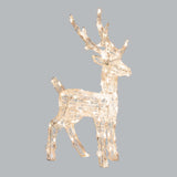 Decorazione natalizia 3D a forma di renna da 65 cm illuminata da micro LED a luce bianco misto, su sfondo grigio chiaro.