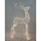 Figura luminosa natalizia a forma di renna con struttura in PET iridescente e micro LED bianco freddo alta 120cm.