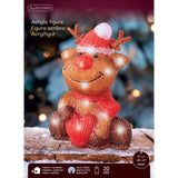 Confezione si figura renna in acrilico colorato con cuore rosso e LED.