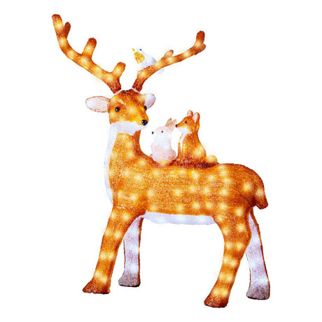 Renna luminosa con animali della foresta