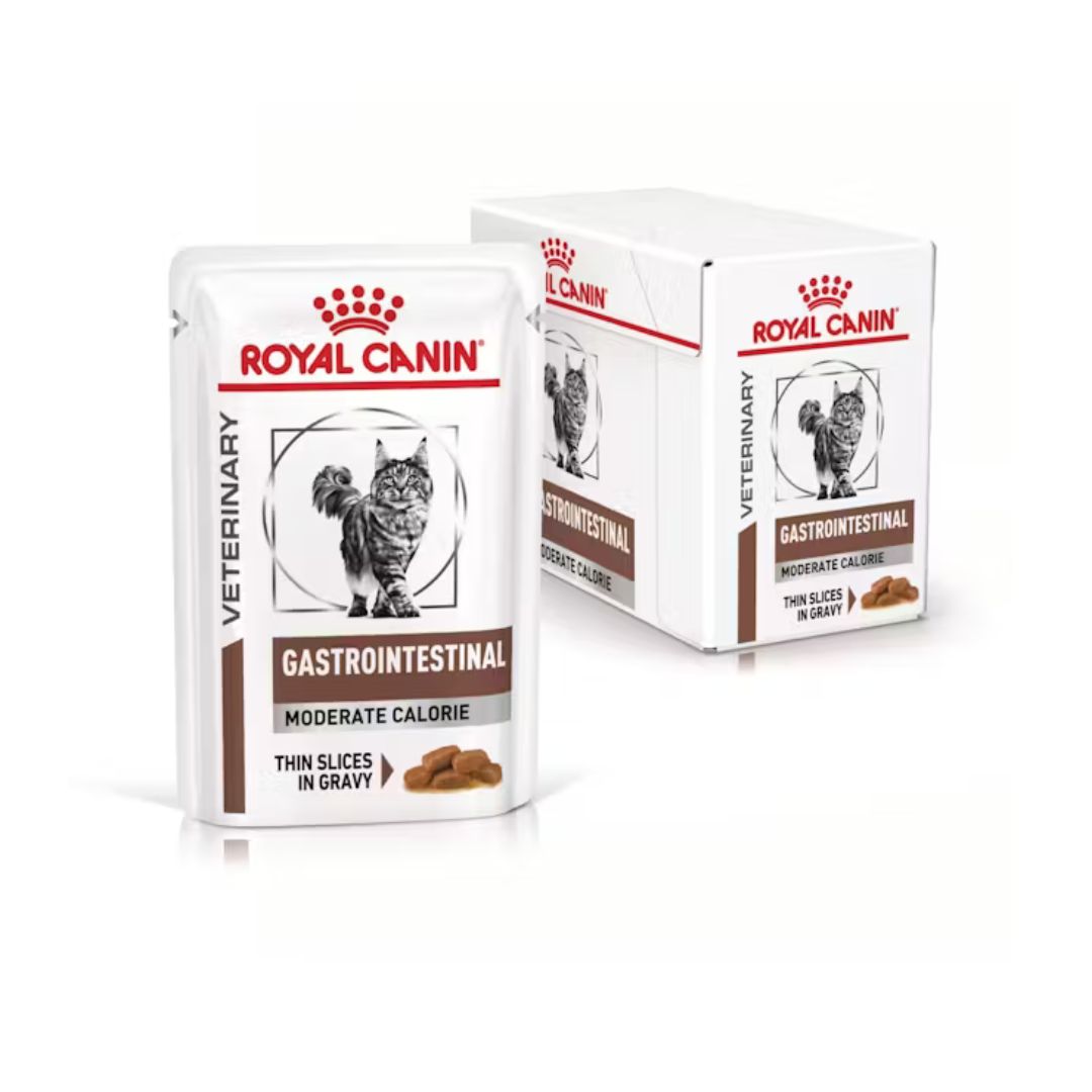 Multipack Royal Canin Veterinary Gastrointestinal Moderate Calorie per gatti, bustina in salsa, confezione da 12