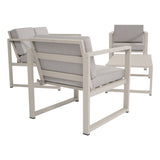 Poltrona del salotto da giardino Vision vista laterale con struttura crema e cuscini beige