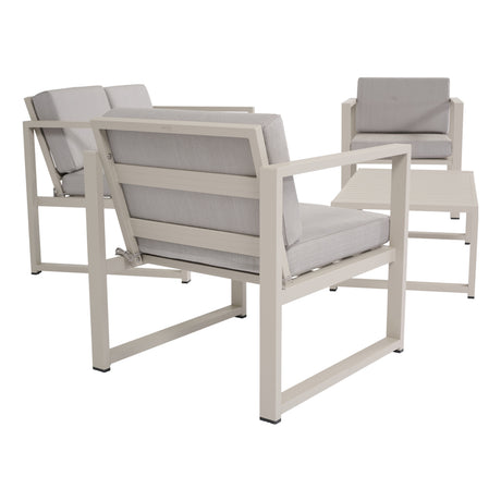Poltrona del salotto da giardino Vision vista laterale con struttura crema e cuscini beige