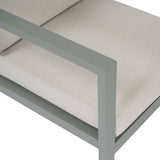 Bracciolo del salotto da giardino Vision con struttura in alluminio verde salvia e cuscini beige