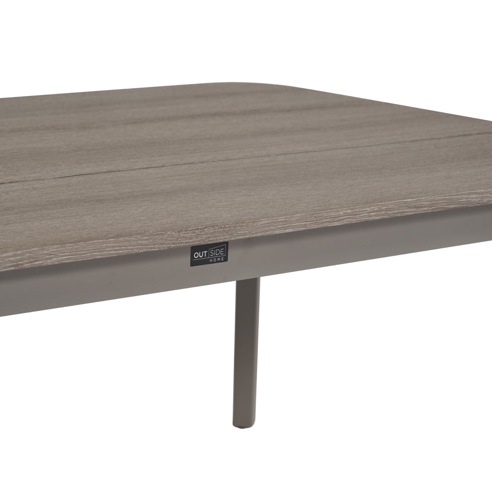 Tavolino basso del salotto Palmer con struttura in alluminio e piano polywood taupe