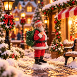 Personaggio di Babbo Natale per villaggetti natalizi alto 7cm ambientato in un villaggio natalizio Lemax.