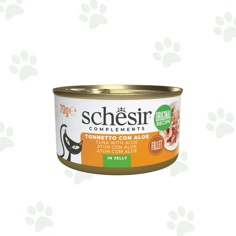 Lattina Schesir dell'alimento umido complementare per gatto con filetti di tonno e aloe da 70 gr.