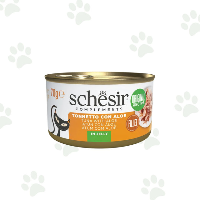 Lattina Schesir dell'alimento umido complementare per gatto con filetti di tonno e aloe da 70 gr.