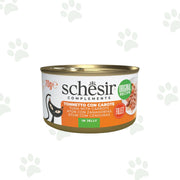 Lattina Schesir di alimento umido per gatti con filetti di tonno e carote in gelatina 70g.