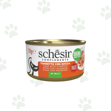 Lattina Schesir di alimento umido per gatti con filetti di tonno e zucca in gelatina 70g.