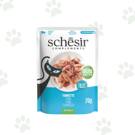 Bustina Schesir dell'alimento umido per gatto con filetti di tonno in gelatina 70 g.