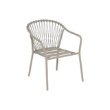 Sedia da giardino Nora color crema senza cuscini con schienale intrecciato in corda