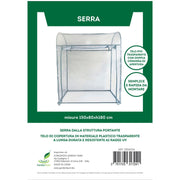 Serra 150x80x180 cm con doppia cerniera, telo trasparente anti-UV e montaggio semplice.