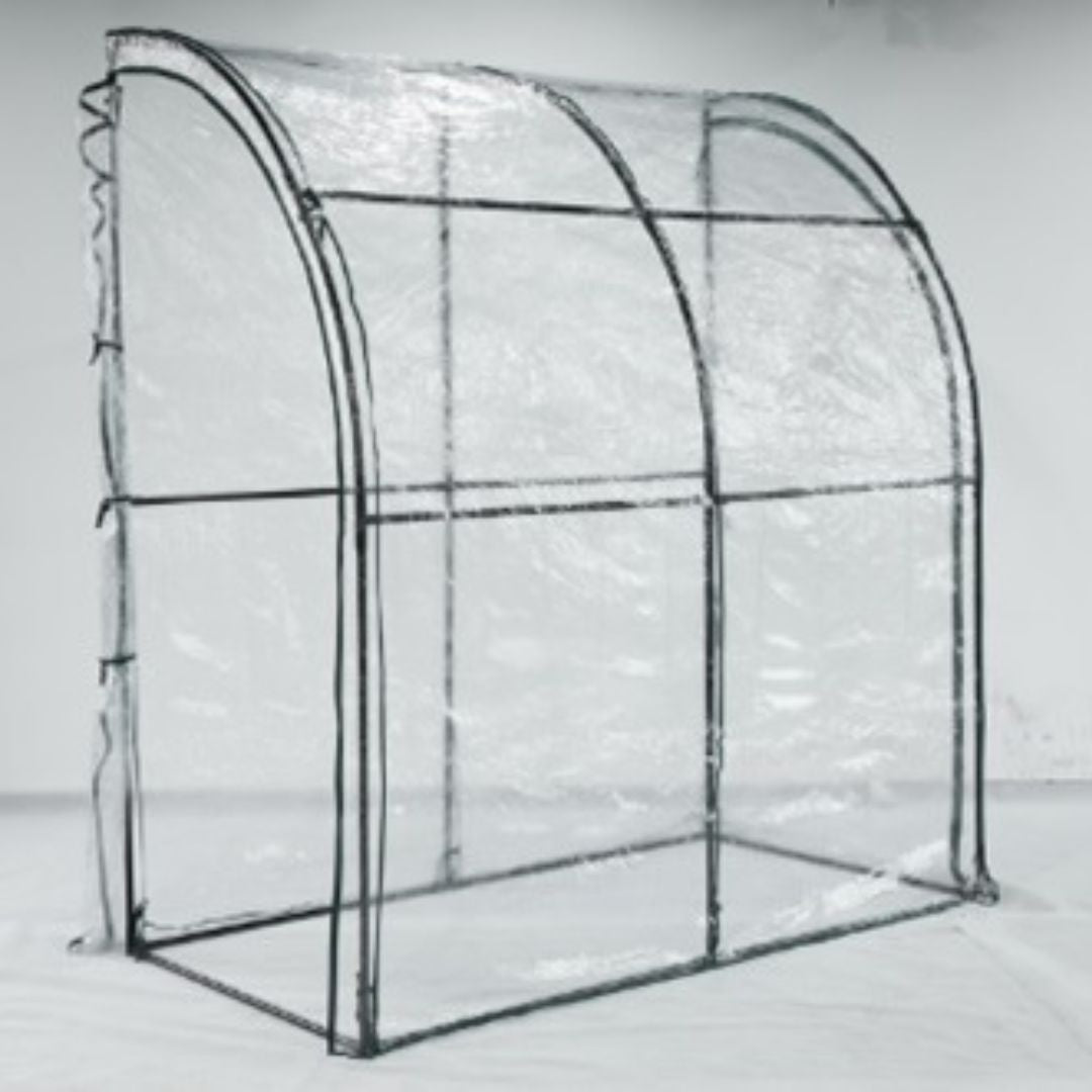 Serra da giardino 100x200x215 cm in pvc trasparente anti-UV, con cerniera e montaggio rapido.