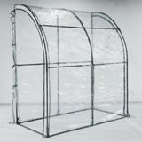 Serra da giardino 100x200x215 cm in pvc trasparente anti-UV, con cerniera e montaggio rapido.