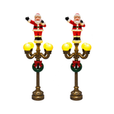 Set 2 lampioni LED con Babbo Natale h 14,2 cm per villaggio natalizio