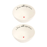 Set di due coppette in gres con scritta "è l'ora dell'aperitivo".