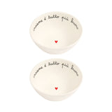 Set di due coppette in gres con scritta "insieme è tutto più buono".