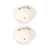 Set di due coppette in gres con scritta "oggi sono felice".