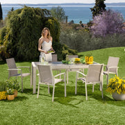 Andorra - Set pranzo da giardino 8/10 posti con top in ceramica