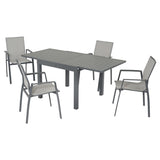 Set pranzo da giardino Vario con tavolo allungabile aperto e quattro sedie coordinate antracite